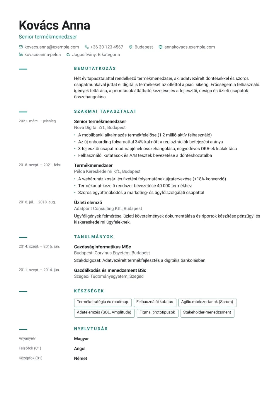 Minimál sablon